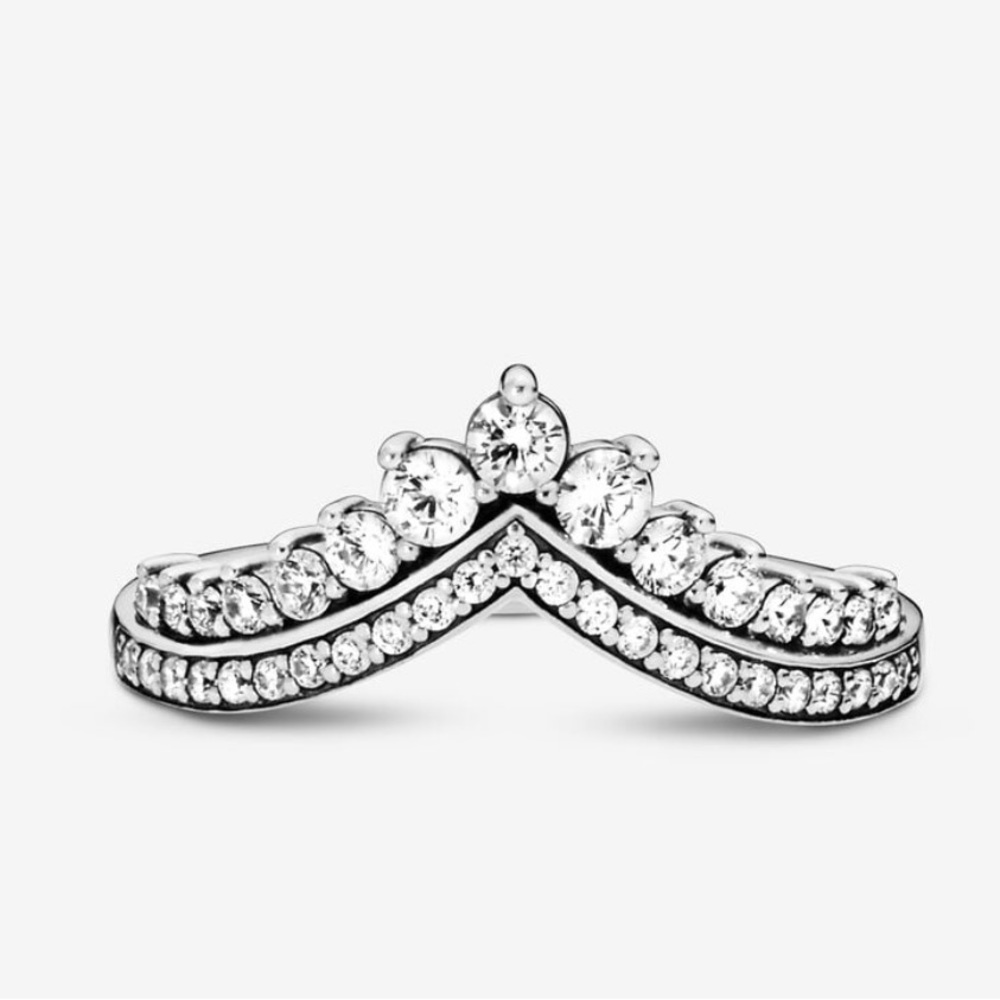 Pandora Silver Clear Cubic Zirconia Tiara V Ring
